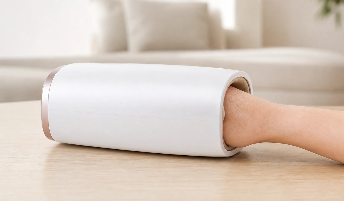 Kabelloses Handmassagegerät mit Luftkompression und Wärme LH-044, Anwendungsdarstellung