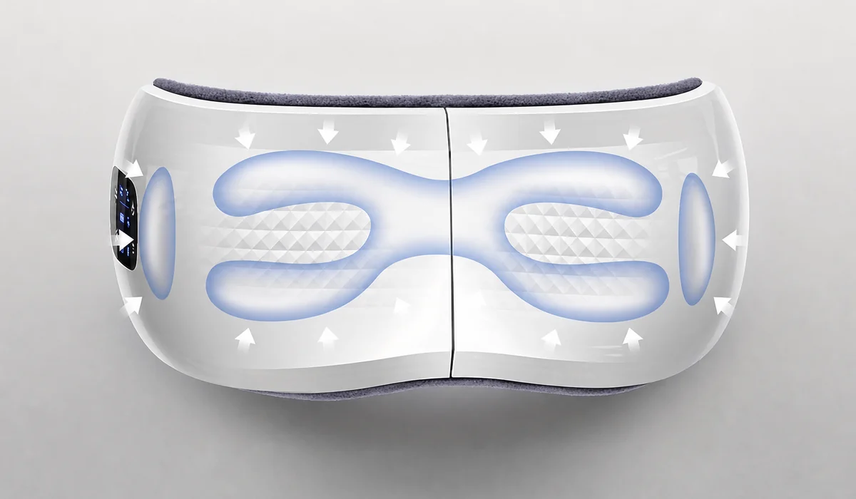 Kompaktes Augenmassagegerät mit Wärme, Luftkompression und Bluetooth-Musik LH-067, Funktionsdarstellung