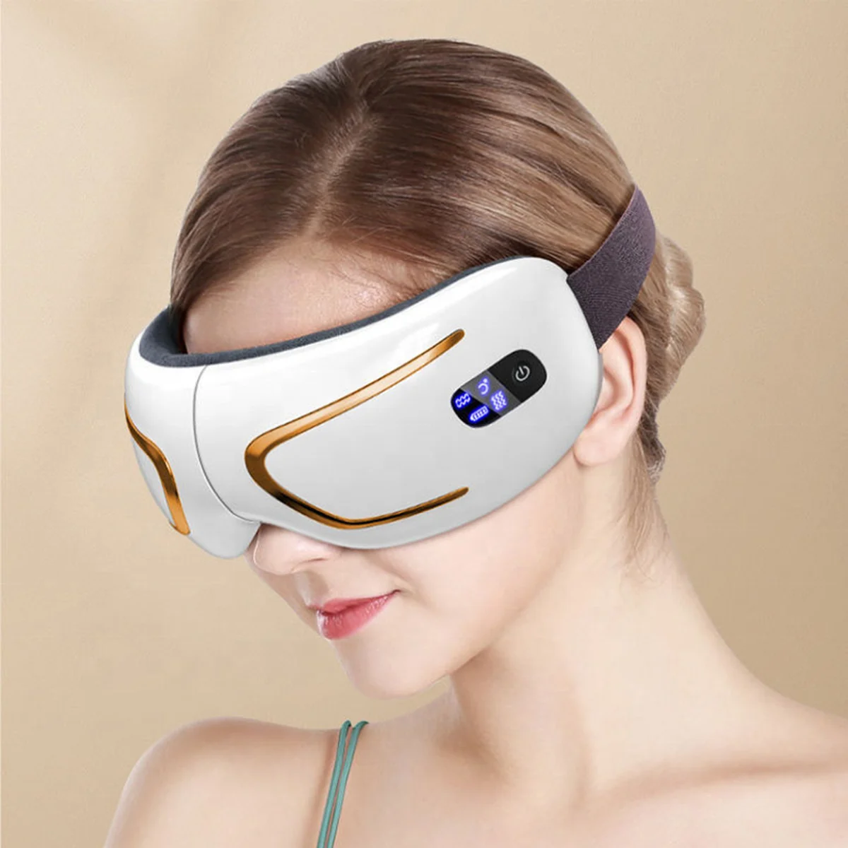 Faltbares Augenmassagegerät mit Wärme, Luftkompression und Bluetooth-Musik LH-068, Seitenansicht