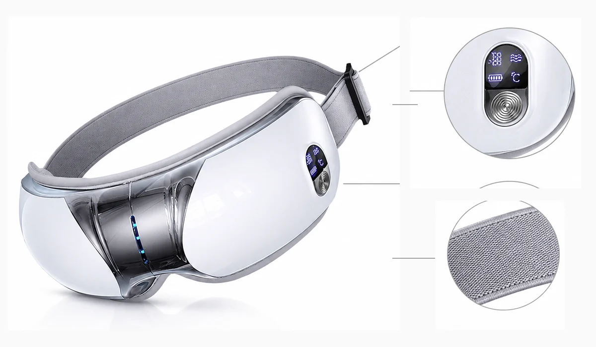 Faltbares Augenmassagegerät mit Wärme, Luftkompression und Bluetooth-Musik LH-069, Funktionsdarstellung