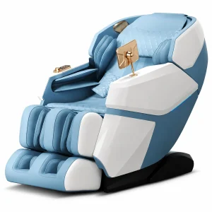 Blau-weißer Ganzkörper-Massagesessel mit SL-Schiene LH-092