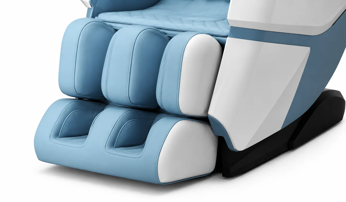 Blau-weißer Ganzkörper-Massagesessel mit SL-Schiene LH-092, Anwendungsdarstellung